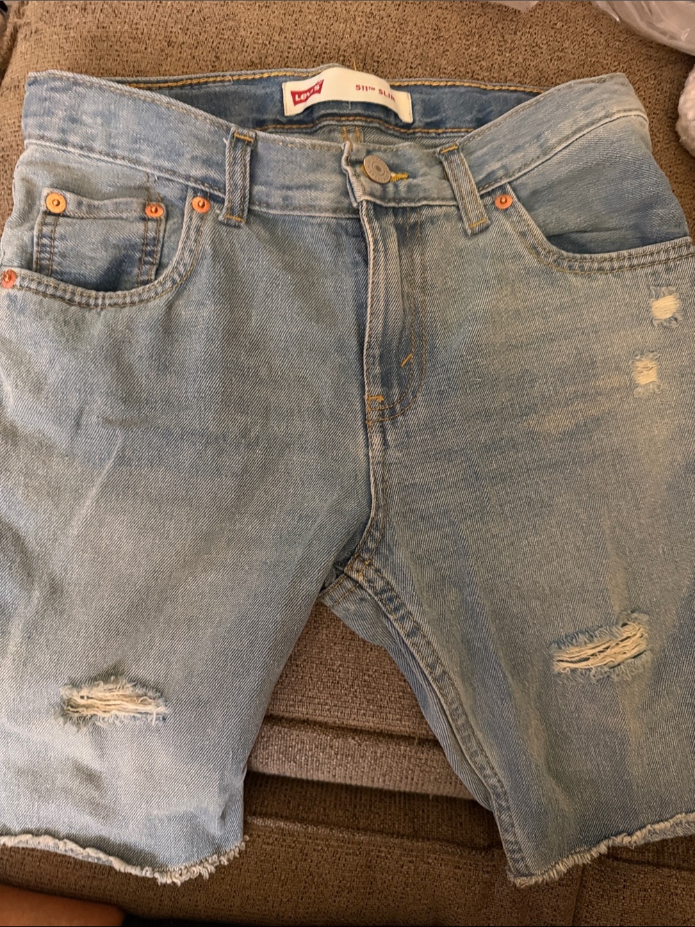 Levi's Light Blue Relaxed Fit Distressed Men's Denim Shorts